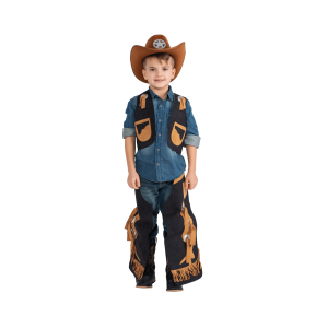 Cowboy Chaps and Vest - Medium (8-10), Black